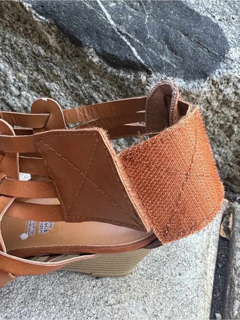 a.n.a Cognac Strappy Wedge Sandals 6.5 nwot - Picture 2 of 6